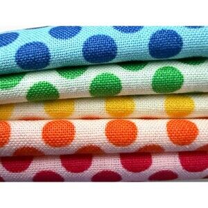 Sugar Leaf Fat Quarters 5-Piece Variety Bundle | Rainbow | Polka Dots | Cotton